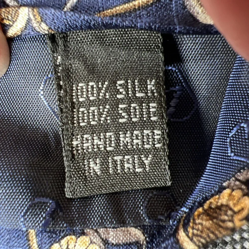 Vintage Valentino Cravatte 100% Silk Neck Tie Made in Italy Blue Gold
